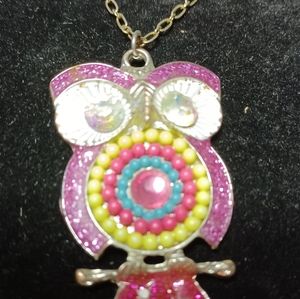 Vintage jeweled owl necklace